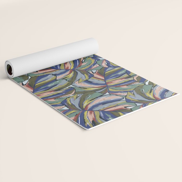 Layered Monstera - Blue Yoga Mat Gallery Image 2