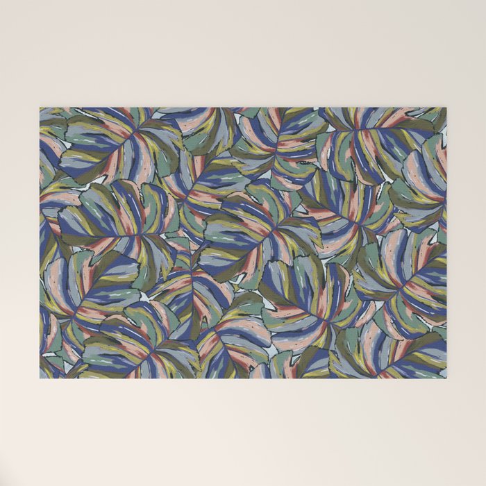 Layered Monstera - Blue Welcome Mat Gallery Image 1