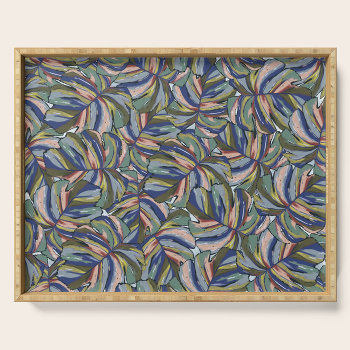 Layered Monstera - Blue Serving Tray Gallery Image 1