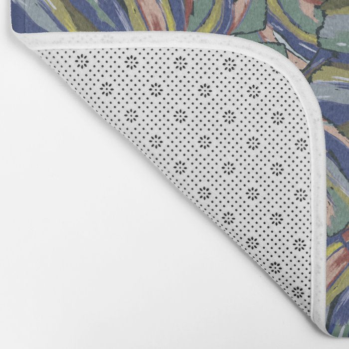 Layered Monstera - Blue Bath Mat Gallery Image 2