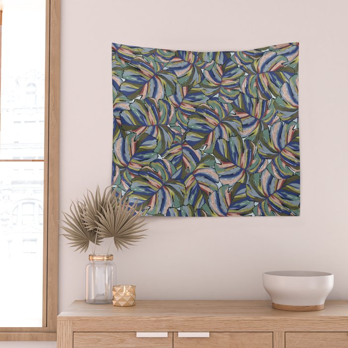 Layered Monstera - Blue Wall Tapestry Gallery Image 2