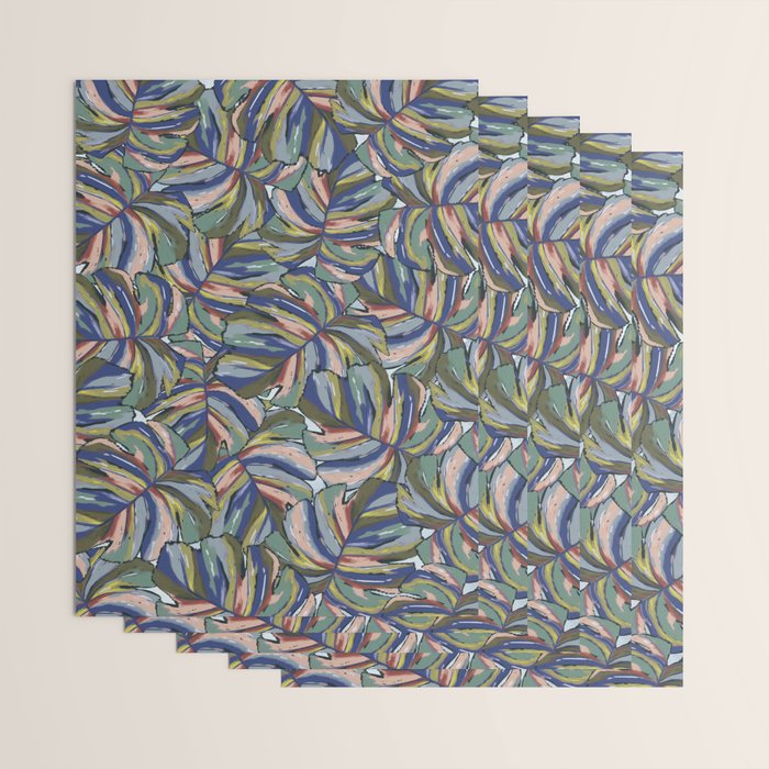 Layered Monstera - Blue Wrapping Paper Gallery Image 3