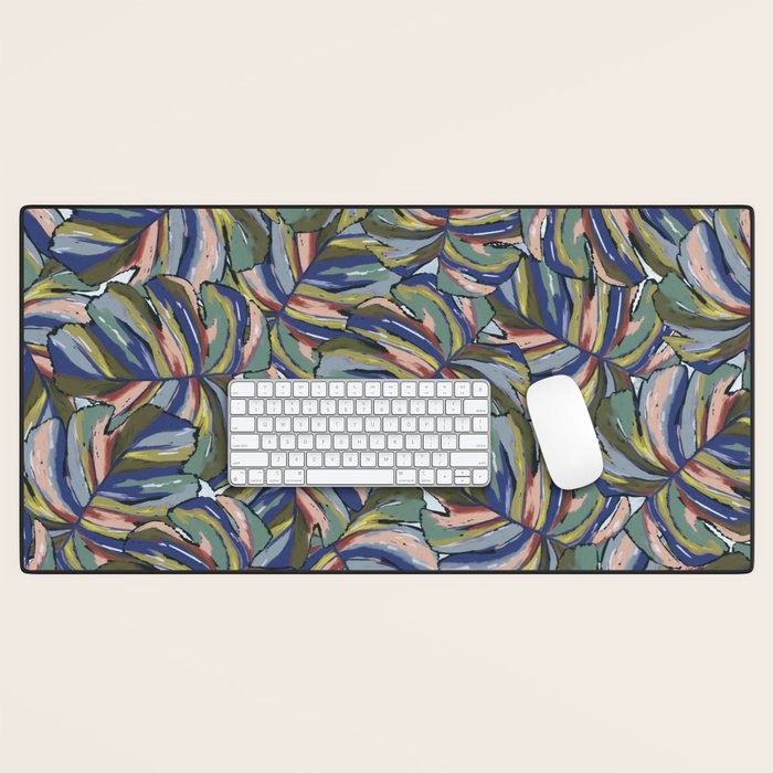 Layered Monstera - Blue Desk Mat Gallery Image 1
