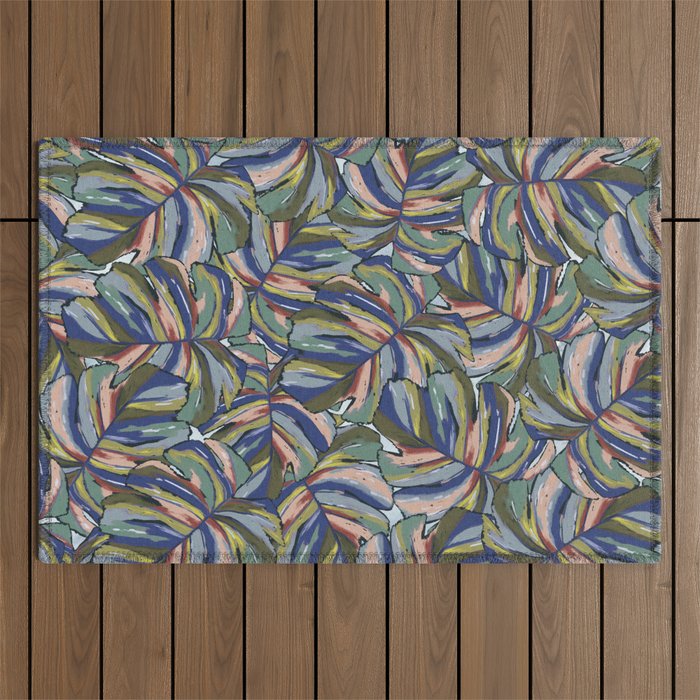 Layered Monstera - Blue Outdoor Rug Gallery Image 1