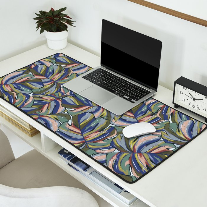 Layered Monstera - Blue Desk Mat Gallery Image 2