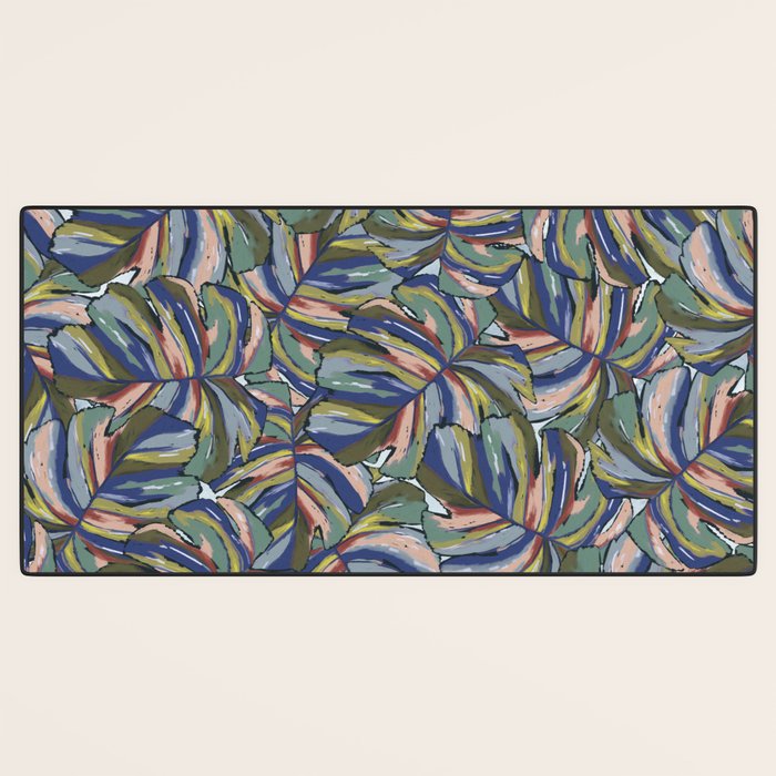 Layered Monstera - Blue Desk Mat Gallery Image 3