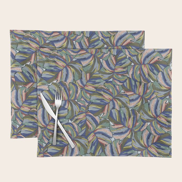 Layered Monstera - Blue Placemat Gallery Image 1