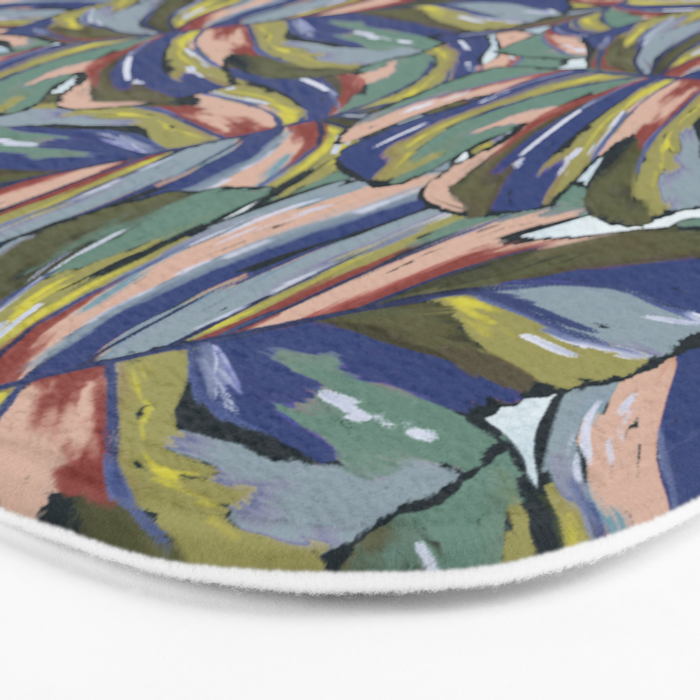 Layered Monstera - Blue Bath Mat Gallery Image 3