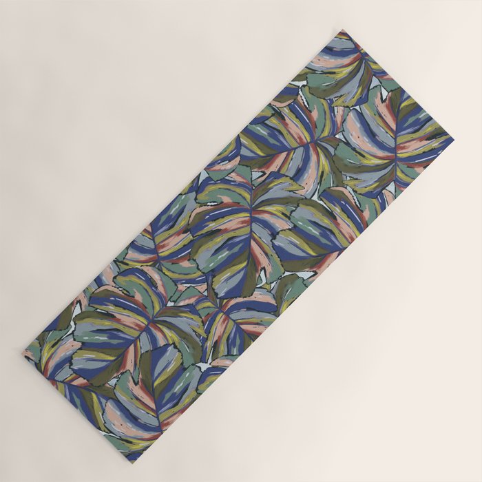 Layered Monstera - Blue Yoga Mat Gallery Image 1
