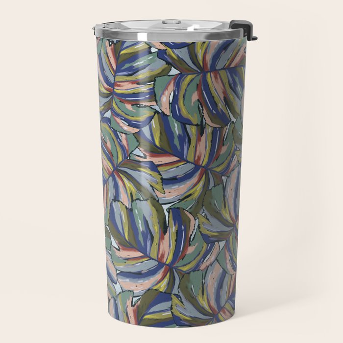 Layered Monstera - Blue Travel Mug Gallery Image 2