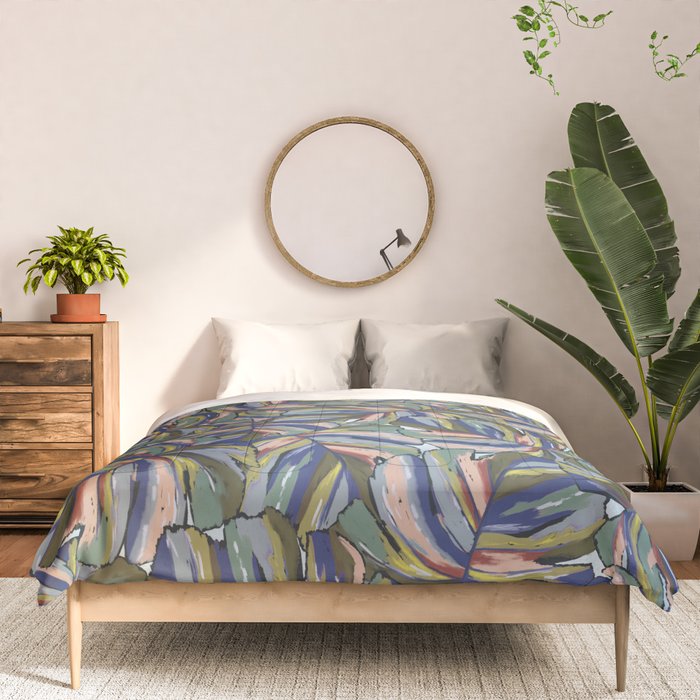 Layered Monstera - Blue Comforter Gallery Image 3
