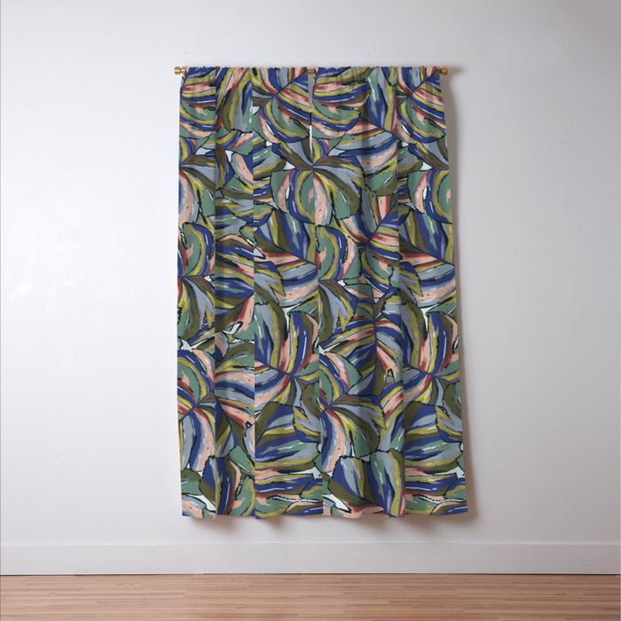 Layered Monstera - Blue Window Curtain Gallery Image 3