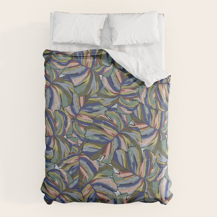 Layered Monstera - Blue Duvet Cover Gallery Image 6