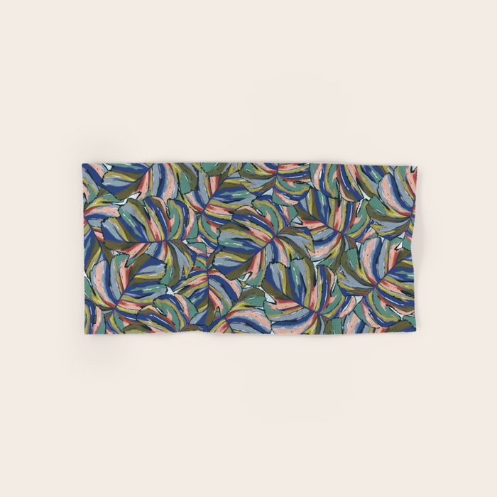 Layered Monstera - Blue Bath Towel Gallery Image 1