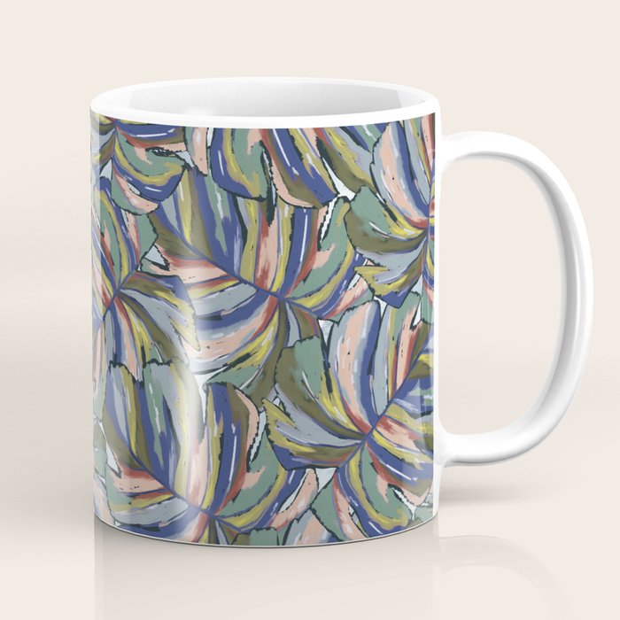 Layered Monstera - Blue Coffee Mug Gallery Image 1