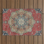 Antique Red Blue Black Persian Carpet Print Outdoor Rug Gallery Image 1