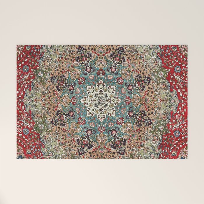 Antique Red Blue Black Persian Carpet Print Welcome Mat Gallery Image 1