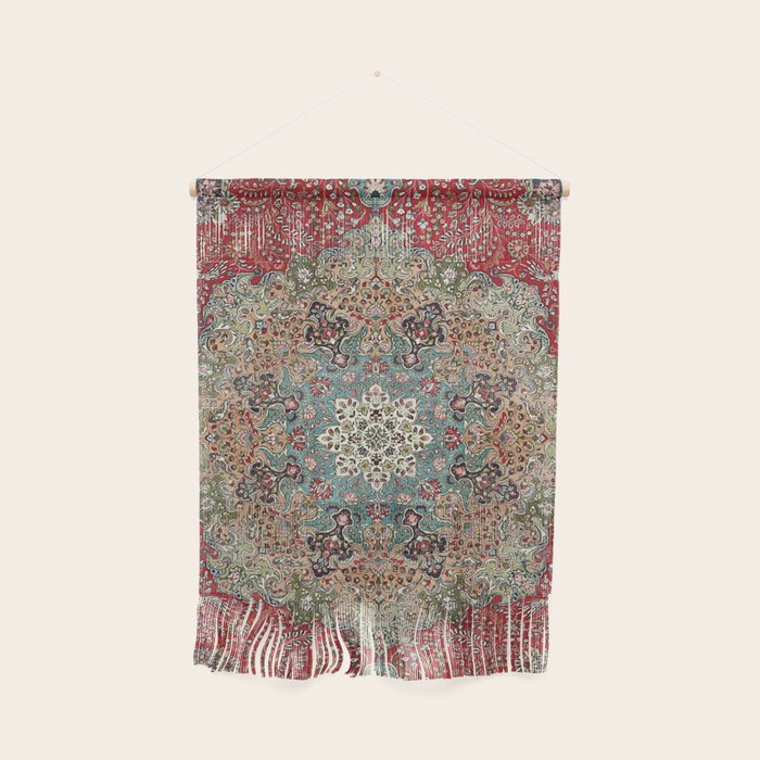 Antique Red Blue Black Persian Carpet Print Wall Hanging Gallery Image 1