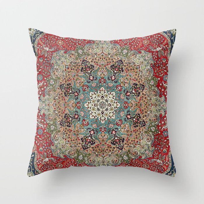 Antique Red Blue Black Persian Carpet Print Throw Pillow Gallery Image 6