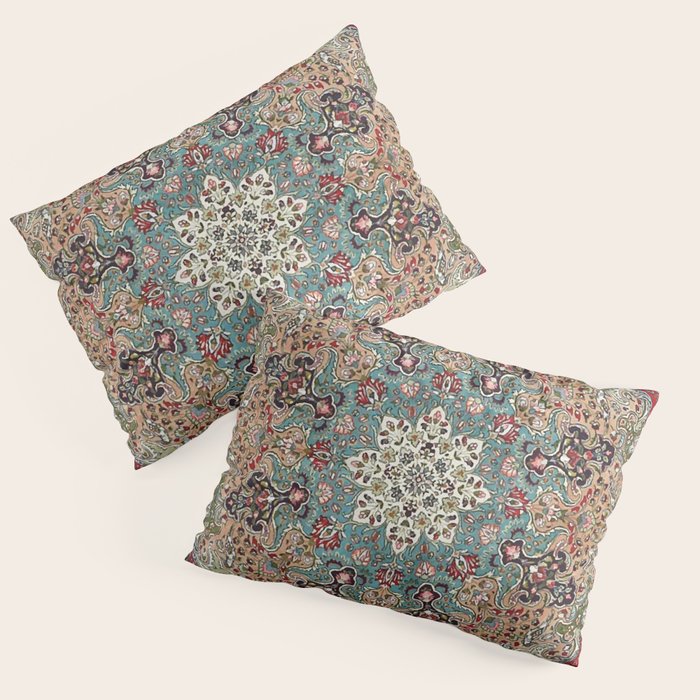 Antique Red Blue Black Persian Carpet Print Pillow Sham Gallery Image 3