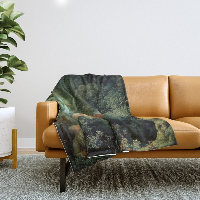 The Swing Painting By Jean-Honoré Fragonard Throw Blanket Gallery Image 1