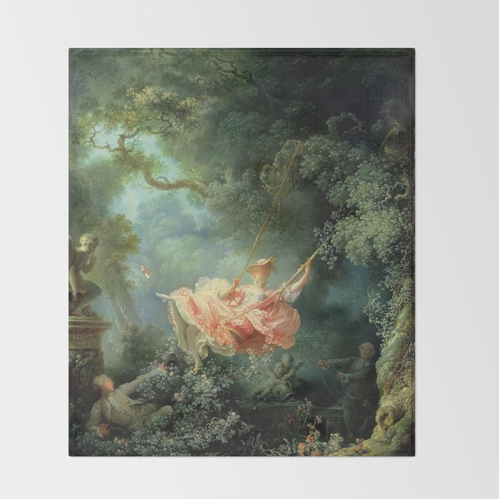 The Swing Painting By Jean-Honoré Fragonard Throw Blanket Gallery Image 2