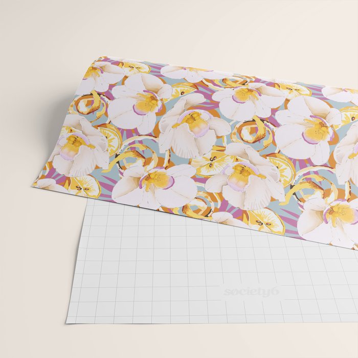 Lemons among the exotic flowers 4 Wrapping Paper Gallery Image 2