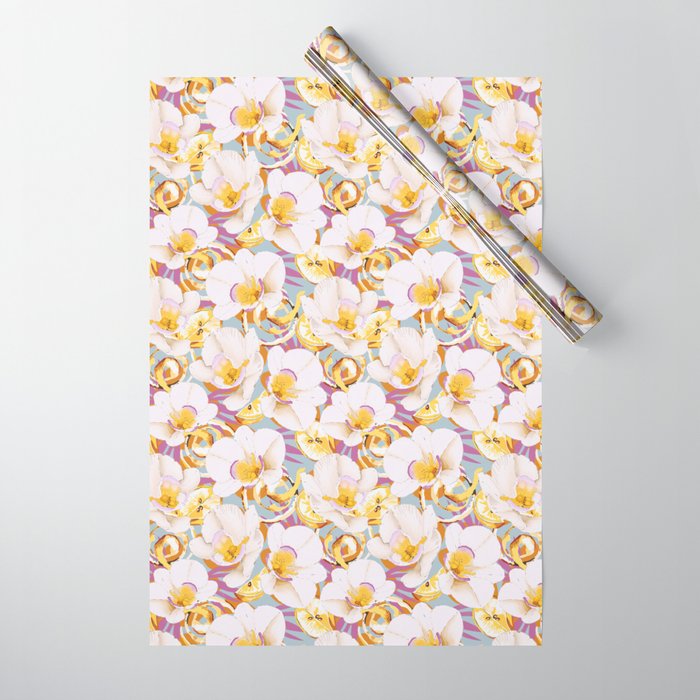 Lemons among the exotic flowers 4 Wrapping Paper Gallery Image 1