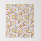 Lemons among the exotic flowers 4 Throw Blanket Gallery Image 2