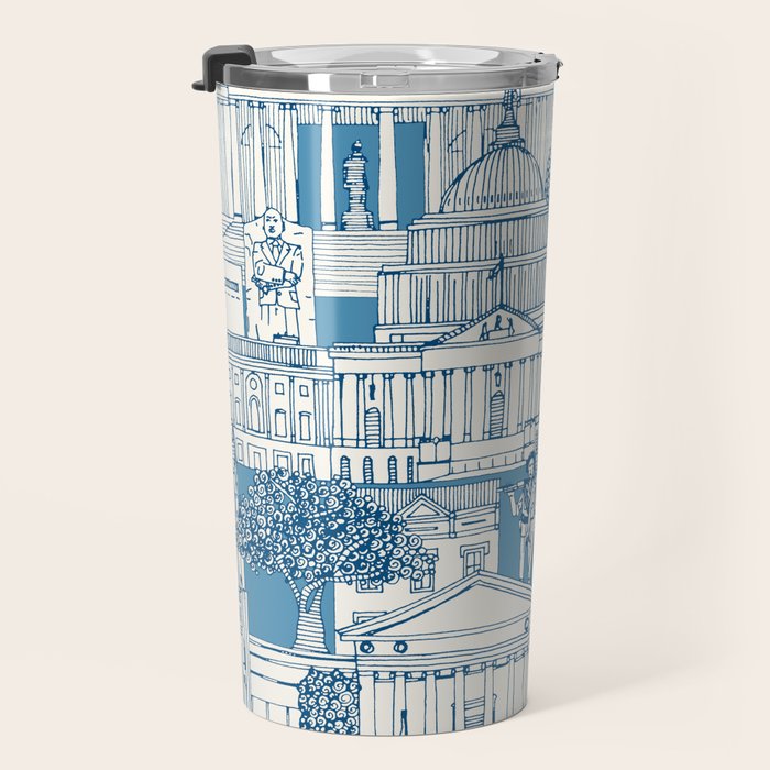 Washington DC toile blue Travel Mug Gallery Image 3