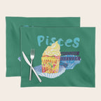 Pisces Chill Vibes in Chive Green | Zodiac Series  Placemat Gallery Image 1