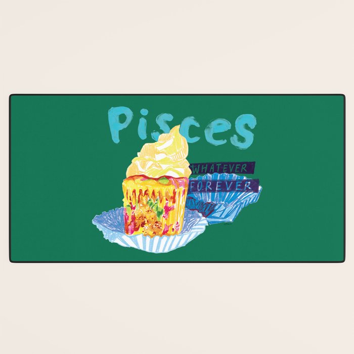 Pisces Chill Vibes in Chive Green | Zodiac Series  Desk Mat Gallery Image 3