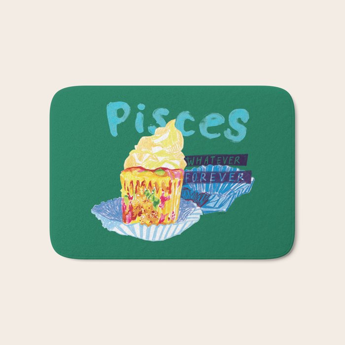 Pisces Chill Vibes in Chive Green | Zodiac Series  Bath Mat Gallery Image 1