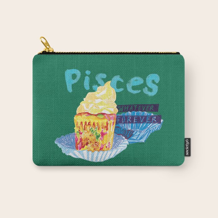 Pisces Chill Vibes in Chive Green | Zodiac Series  Carry All Pouch Gallery Image 1