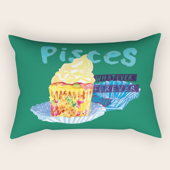 Pisces Chill Vibes in Chive Green | Zodiac Series  Rectangular Pillow Gallery Image 2
