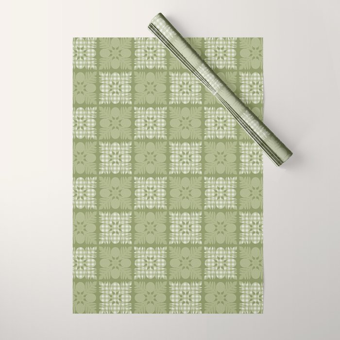 Ulu Sage Palaka Quilt Wrapping Paper Gallery Image 1