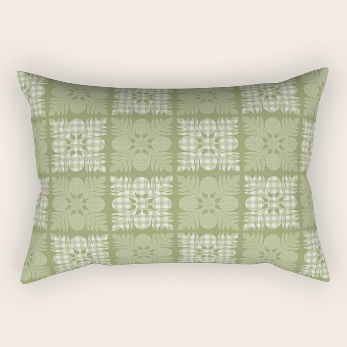 Ulu Sage Palaka Quilt Rectangular Pillow Gallery Image 2