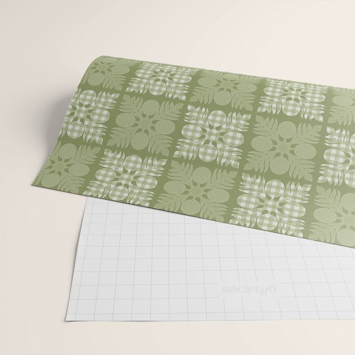 Ulu Sage Palaka Quilt Wrapping Paper Gallery Image 2