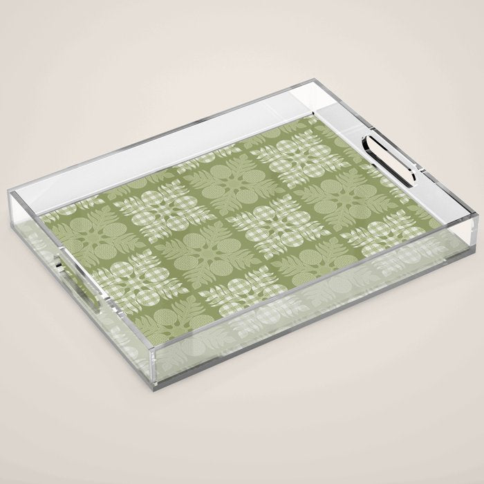 Ulu Sage Palaka Quilt Acrylic Tray Gallery Image 1