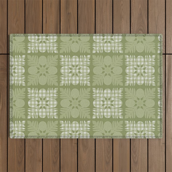 Ulu Sage Palaka Quilt Outdoor Rug Gallery Image 1