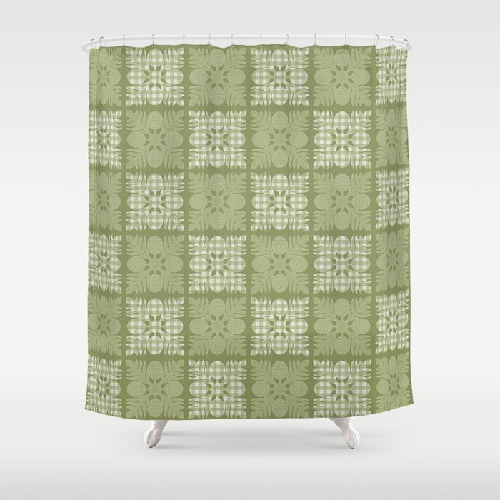 Ulu Sage Palaka Quilt Shower Curtain Gallery Image 1