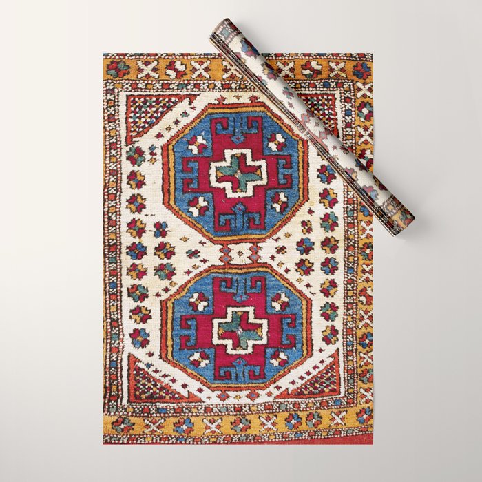 Kozak Bergama Turkish  Antique Rug Print Wrapping Paper Gallery Image 1