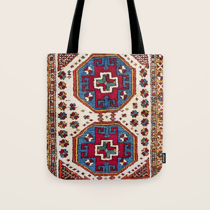 Kozak Bergama Turkish  Antique Rug Print Tote Bag Gallery Image 1