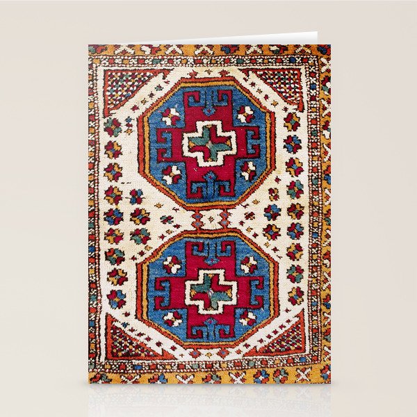 Kozak Bergama Turkish  Antique Rug Print Stationery Card Gallery Image 1
