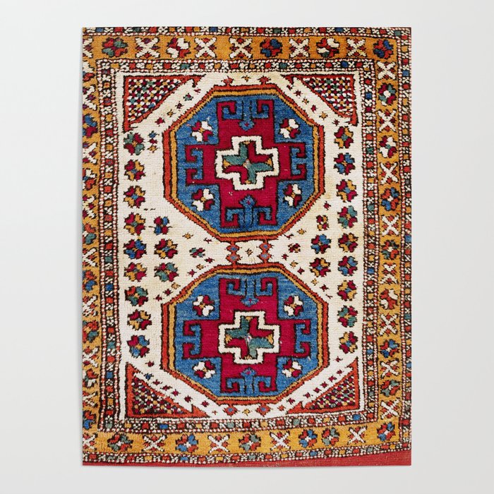Kozak Bergama Turkish  Antique Rug Print Poster Gallery Image 4