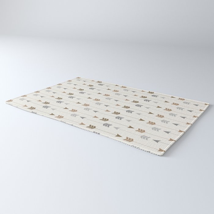 Tribal Arrows Pattern - Cream, Brown and Grey Rug Gallery Image 3