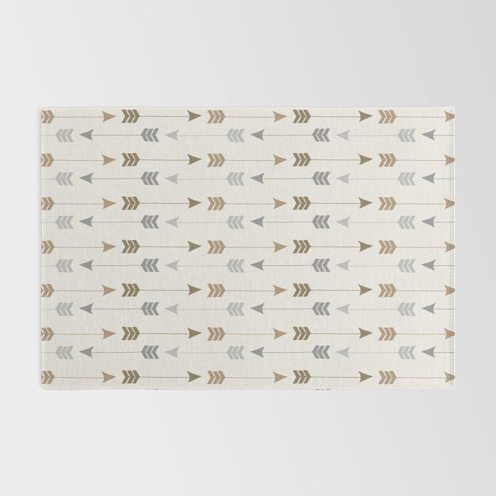 Tribal Arrows Pattern - Cream, Brown and Grey Rug Gallery Image 2