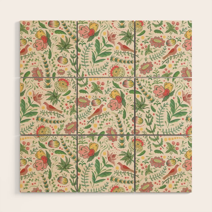 Swedish Floral - Cream Wood Wall Art Gallery Image 1