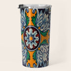 Mandala mexican talavera tile ceramic mosaic Travel Mug Gallery Image 3