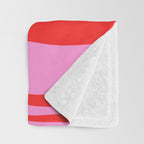 Mid Century Modern Retro Lounge Ogee Pattern Preppy Pink and Red Throw Blanket Gallery Image 3